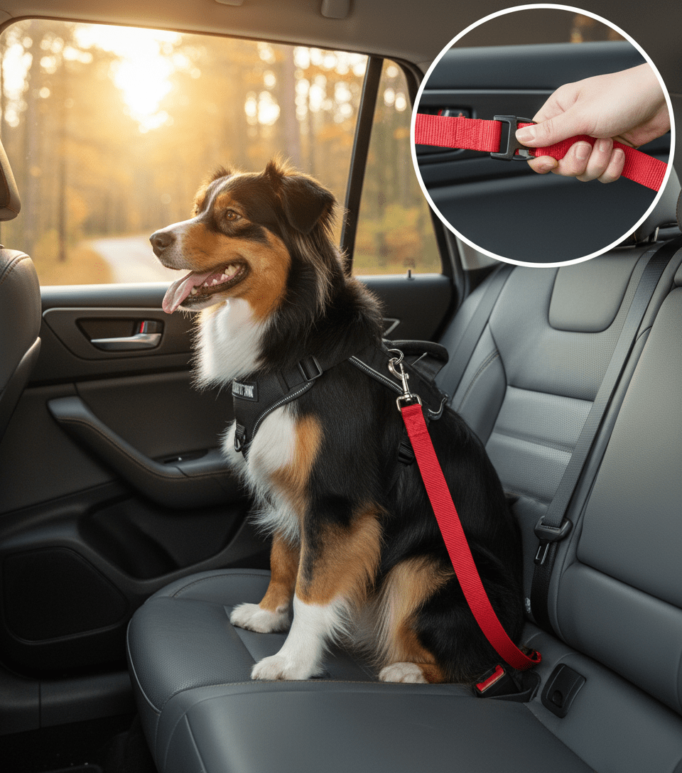 Ceinture de Sécurité pour Chien - Attache Voiture Réglable & Anti chocs - ToutouZEN