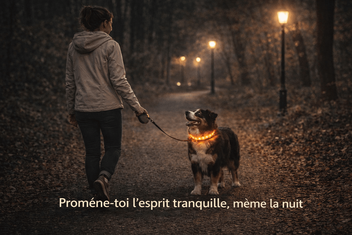 Collier Lumineux pour Chien Camouflage - LED Sécurité Nocturne, Réglable & Résistant - ToutouZEN