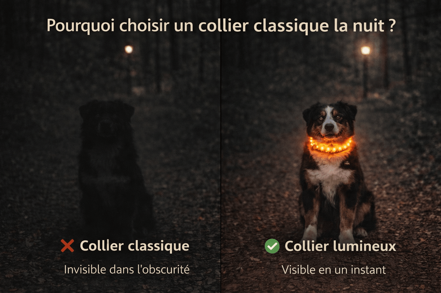 Collier Lumineux pour Chien Camouflage - LED Sécurité Nocturne, Réglable & Résistant - ToutouZEN