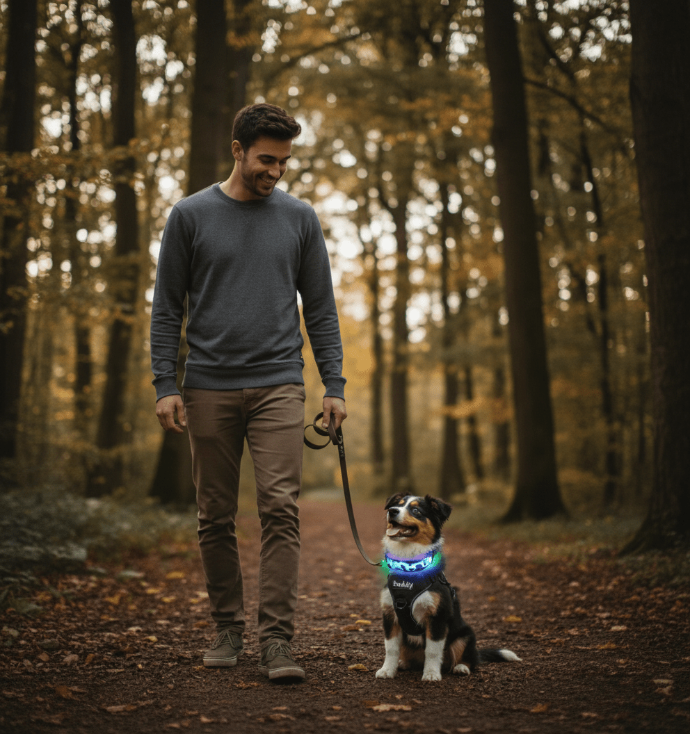 Collier Lumineux pour Chien Camouflage - LED Sécurité Nocturne, Réglable & Résistant - ToutouZEN
