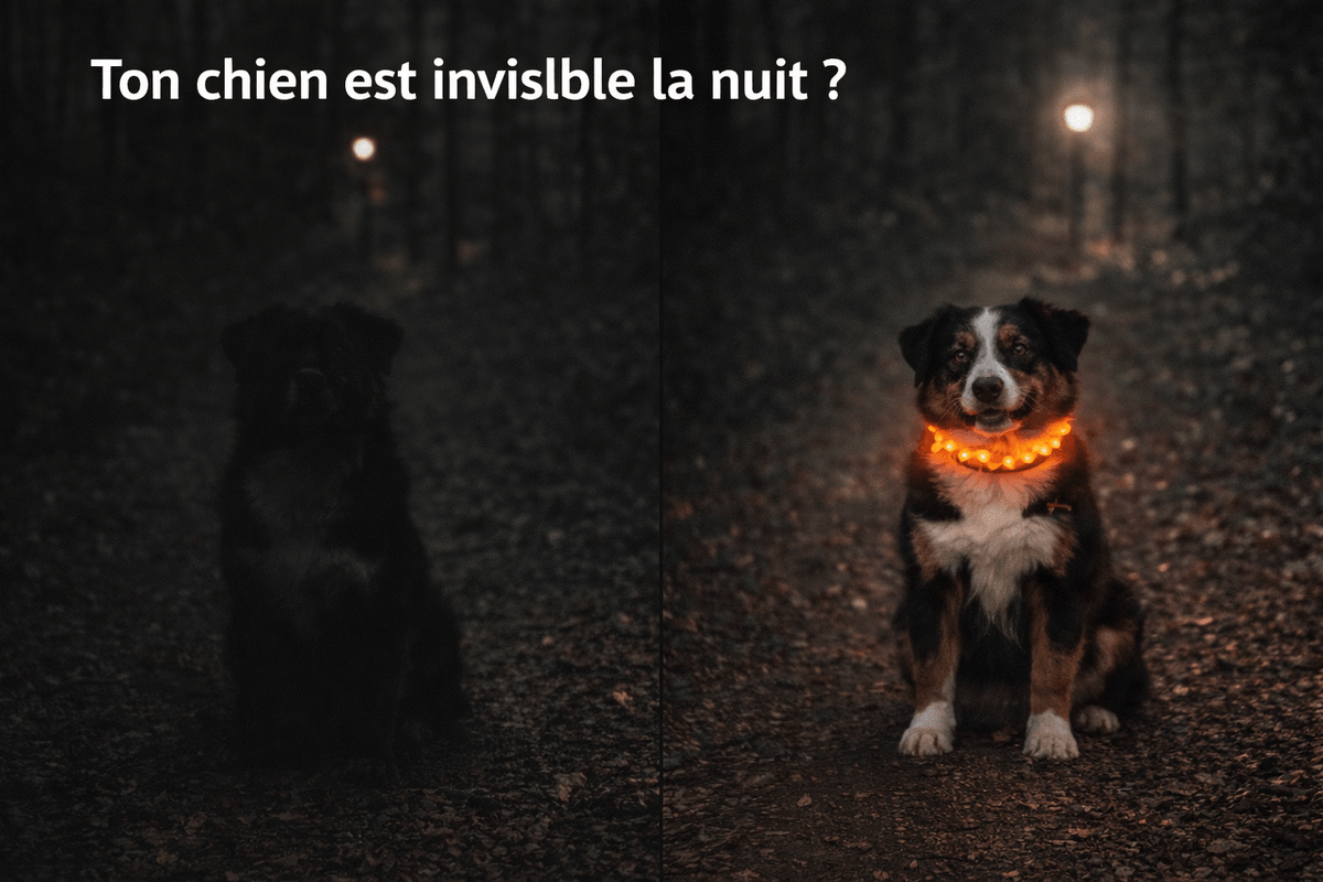 Collier Lumineux pour Chien Camouflage - LED Sécurité Nocturne, Réglable & Résistant - ToutouZEN