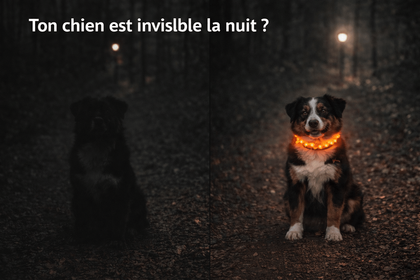 Collier Lumineux pour Chien Camouflage - LED Sécurité Nocturne, Réglable & Résistant - ToutouZEN