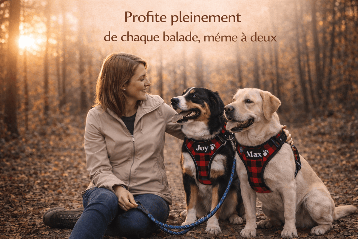 Laisse Double pour Deux Chiens | Promenade Sans emmêlement, Confort & Contrôle - ToutouZEN