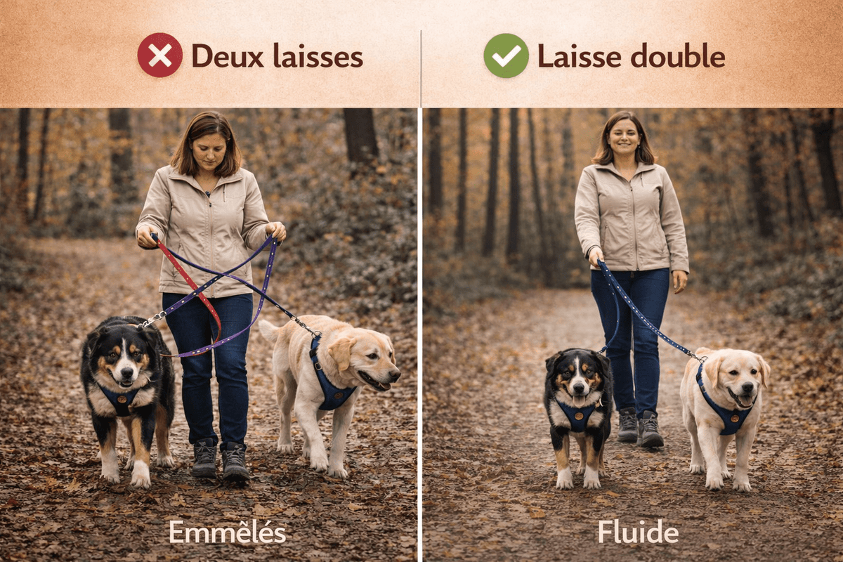 Laisse Double pour Deux Chiens | Promenade Sans emmêlement, Confort & Contrôle - ToutouZEN