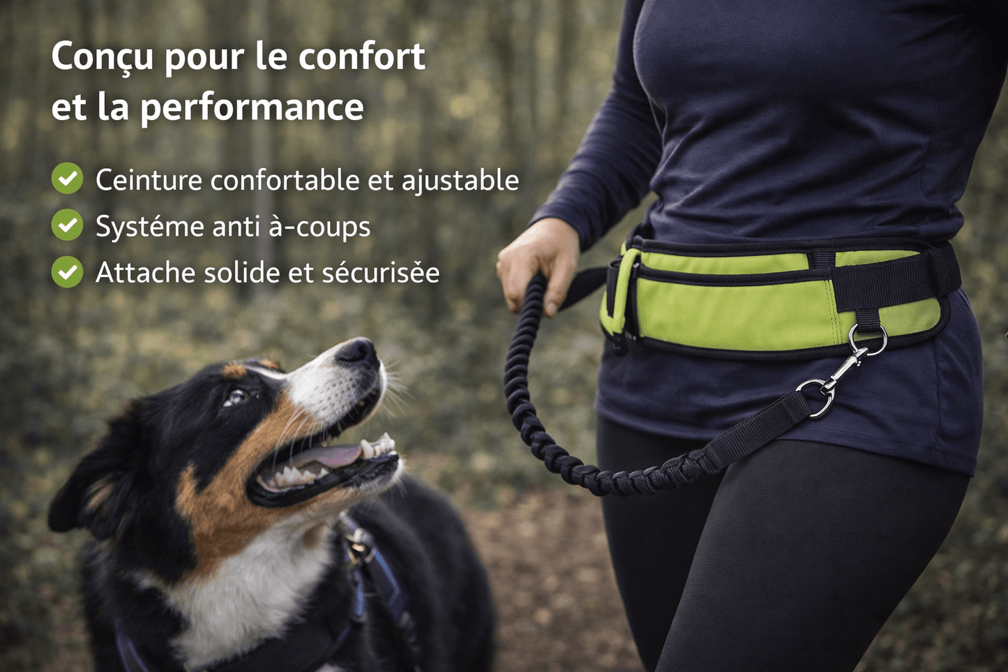 Laisse Running Mains Libres pour Chien - Sacoche intégrée, Balade & Sport - ToutouZEN